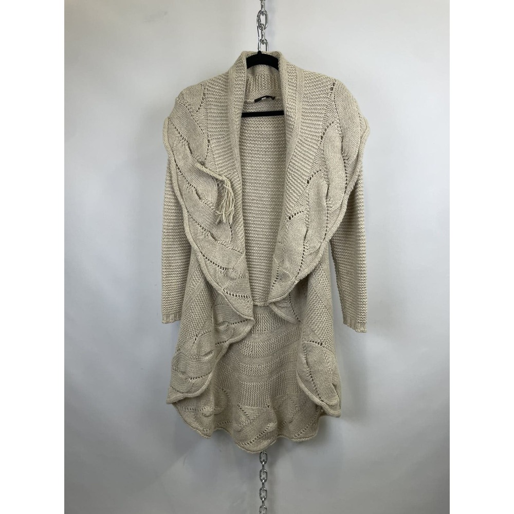 RANI ARABELLA Womens Oatmeal Cashmere Cardigan Sweater SZ‎ M